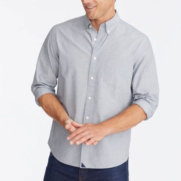 UNTUCKit Alvaro Blue Vintage Wash Long Sleeve Cotton Dress Shirt Men’s Size XXL - Picture 1 of 8